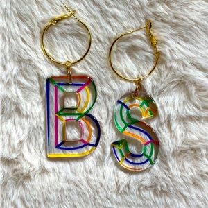 B S Acrylic Multicolored Earrings